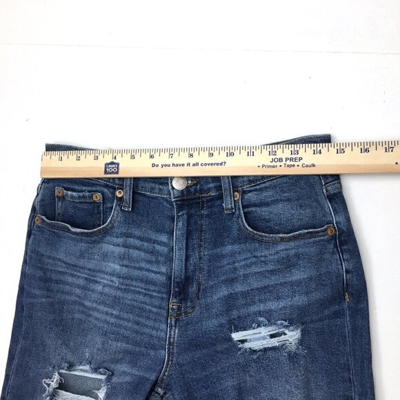 Aeropostale Women's Mom Jeans Distressed Stretch Dark Wash size 6 length 28" - Picture 4 of 11